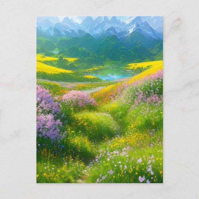 Enchanting Colors of a Meadow in the Valley Postcard (Front)