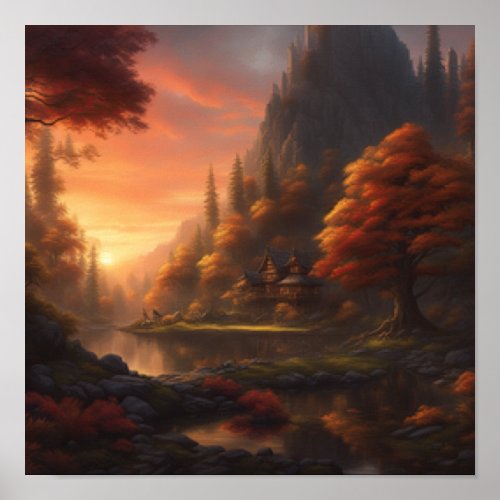 Enchanting Cove A Beautiful Autumn Landscape Poster