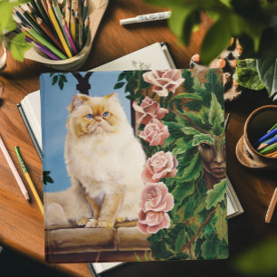 Enchanting Cream Rose Persian Cat Forest Dryad 3 Ring Binder