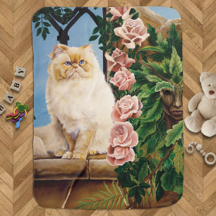 Enchanting Cream Rose Persian Cat Forest Dryad Baby Blanket