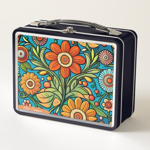 Enchanting Custom Floral Design for Happy Children Metal Lunch Box