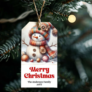 Enchanting Cute Snowman Personalized Christmas  Gift Tags