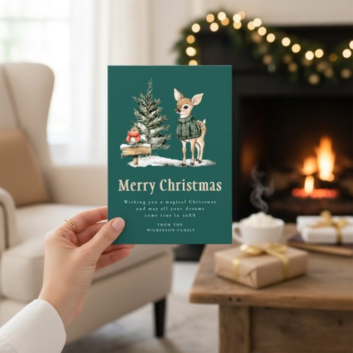 Enchanting Deer Snowy Christmas Forest Invitation