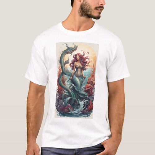 Enchanting Depths _ Mystical Mermaid sea monster  T_Shirt
