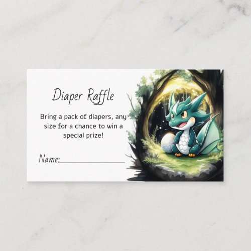 Enchanting Dragon Baby Shower Diaper Raffle Enclosure Card