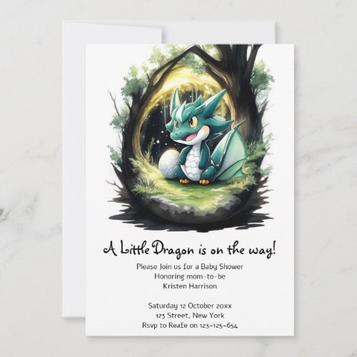 Enchanting Dragon Baby Shower Invitation