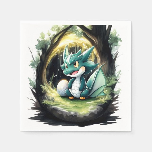 Enchanting Dragon Baby Shower Napkins (Front)