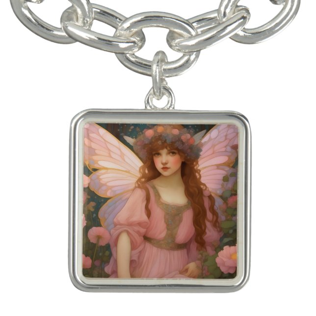 Enchanting Dreams: A Whimsical Pink Fairy Portrait Bracelet (Design)