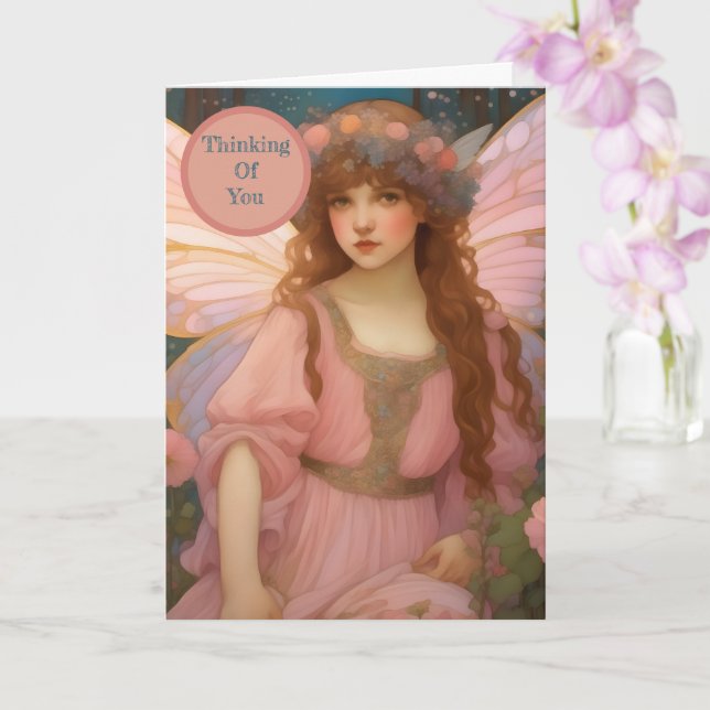 Enchanting Dreams: A Whimsical Pink Fairy Portrait Card (Orchid)