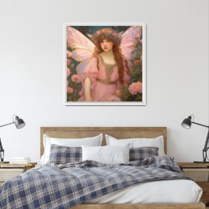 Enchanting Dreams: A Whimsical Pink Fairy Portrait Framed Art