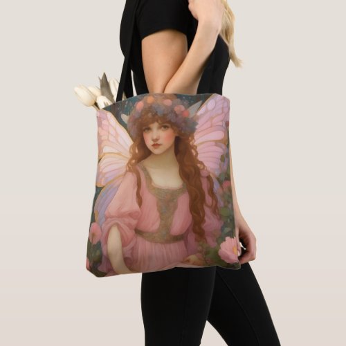 Enchanting Dreams A Whimsical Pink Fairy Portrait Tote Bag