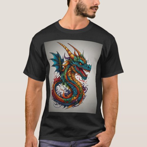 Enchanting Dreams Whimsical Dragon T_Shirt Design