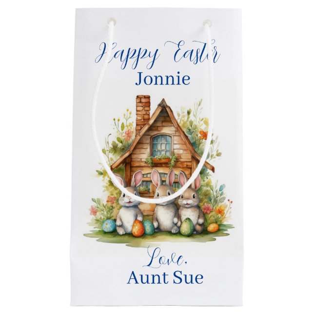 🐰 Enchanting Easter Bunny Wonderland Small Gift Bag (Front)