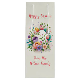 Enchanting Easter Egg Pattern Wine Gift Bag