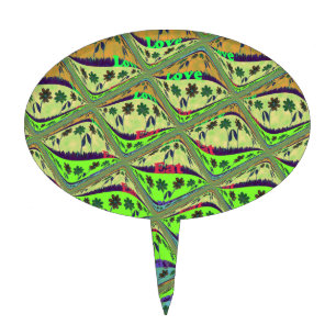 Enchanting Eclectic Garden Checkered Floral Beauty Cake Topper