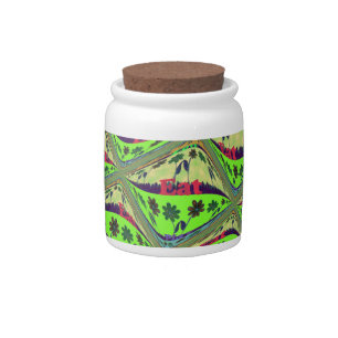 Enchanting Eclectic Garden Checkered Floral Beauty Candy Jar