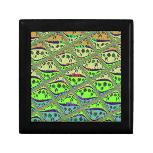 Enchanting Eclectic Garden Checkered Floral Beauty Keepsake Box