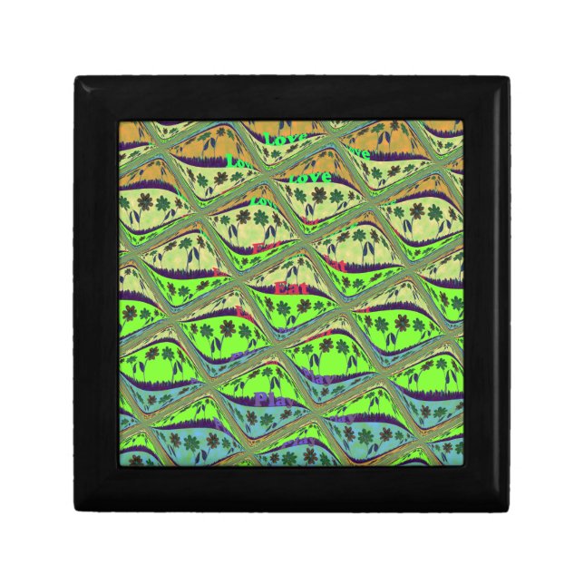 Enchanting Eclectic Garden Checkered Floral Beauty Keepsake Box (Front)