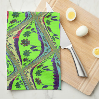 Enchanting Eclectic Garden Checkered Floral Beauty Kitchen Towel