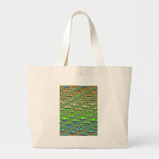 Enchanting Eclectic Garden Checkered Floral Beauty Large Tote Bag (Front)