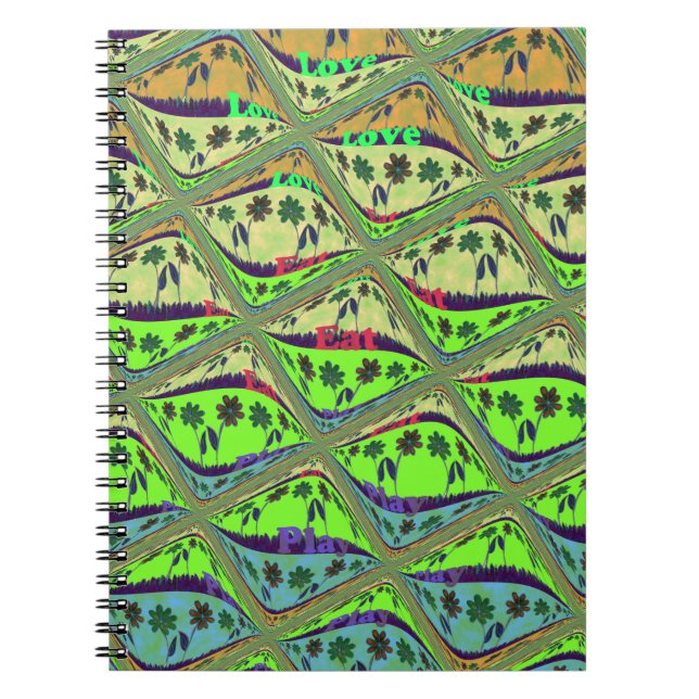 Enchanting Eclectic Garden Checkered Floral Beauty Notebook (Front)