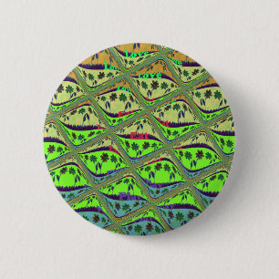 Enchanting Eclectic Garden Checkered Floral Beauty Pinback Button