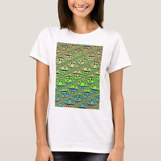 Enchanting Eclectic Garden Checkered Floral Beauty T-Shirt (Front)