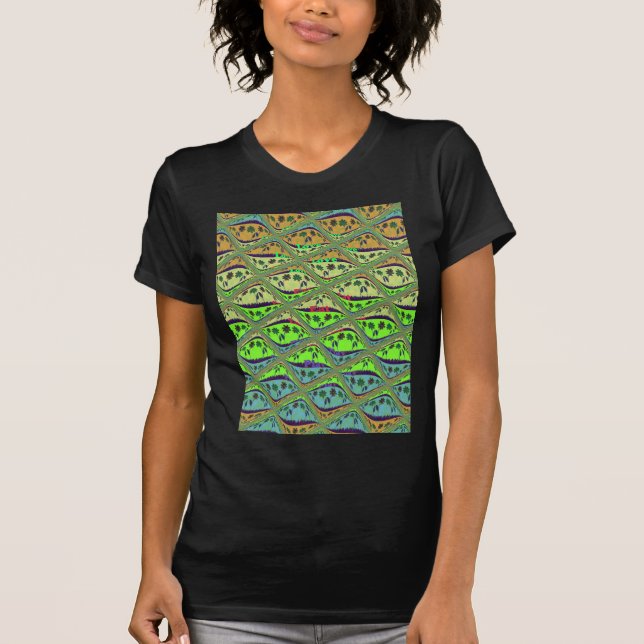 Enchanting Eclectic Garden Checkered Floral Beauty T-Shirt (Front)