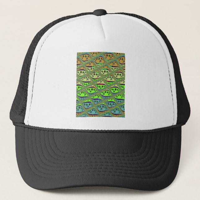 Enchanting Eclectic Garden Checkered Floral Beauty Trucker Hat (Front)