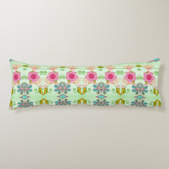 Enchanting Eclectic Garden: Diverse Floral Beauty Body Pillow (Front)