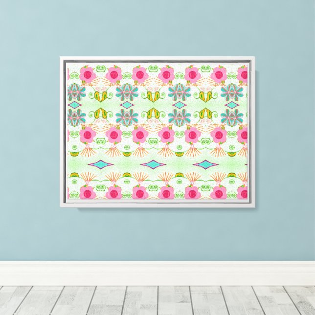 Enchanting Eclectic Garden: Diverse Floral Beauty Canvas Print (Insitu(Wood Floor))