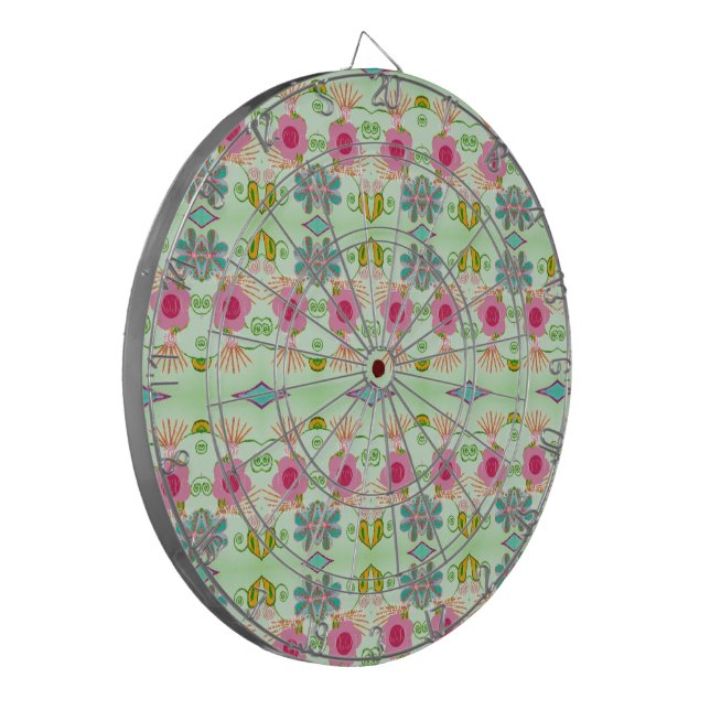 Enchanting Eclectic Garden: Diverse Floral Beauty Dart Board (Front Left)