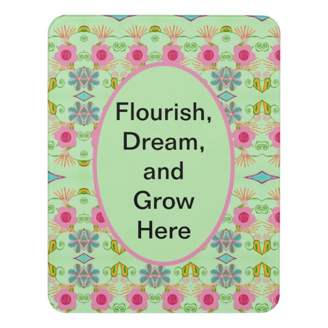 Enchanting Eclectic Garden: Diverse Floral Beauty Door Sign (Contemporary Vert)