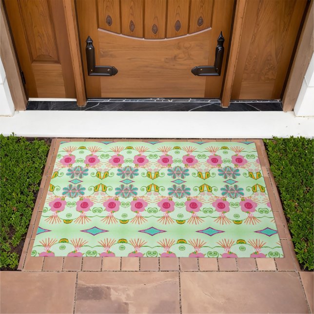 Enchanting Eclectic Garden: Diverse Floral Beauty Doormat (Outdoor)