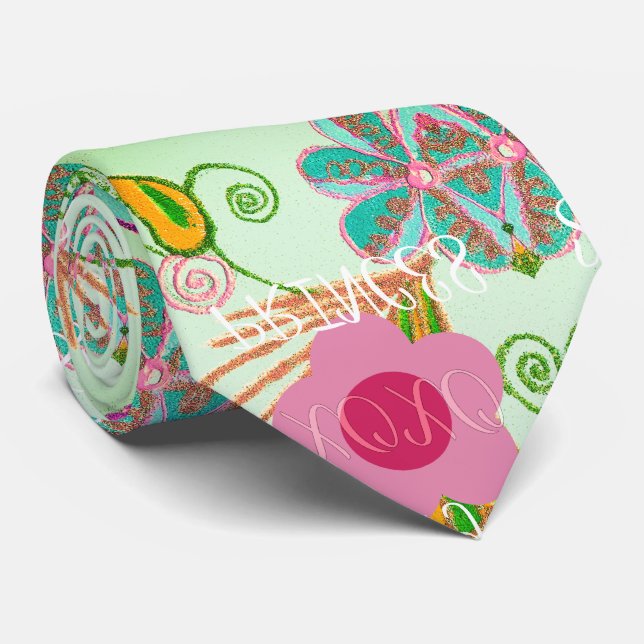 Enchanting Eclectic Garden: Diverse Floral Beauty Neck Tie (Rolled)