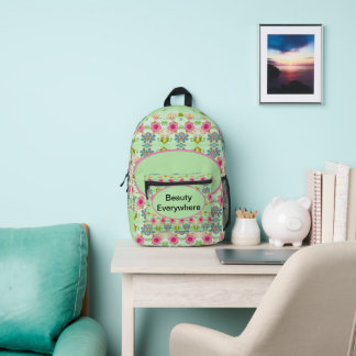 Enchanting Eclectic Garden: Diverse Floral Beauty Printed Backpack