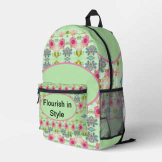 Enchanting Eclectic Garden: Diverse Floral Beauty Printed Backpack