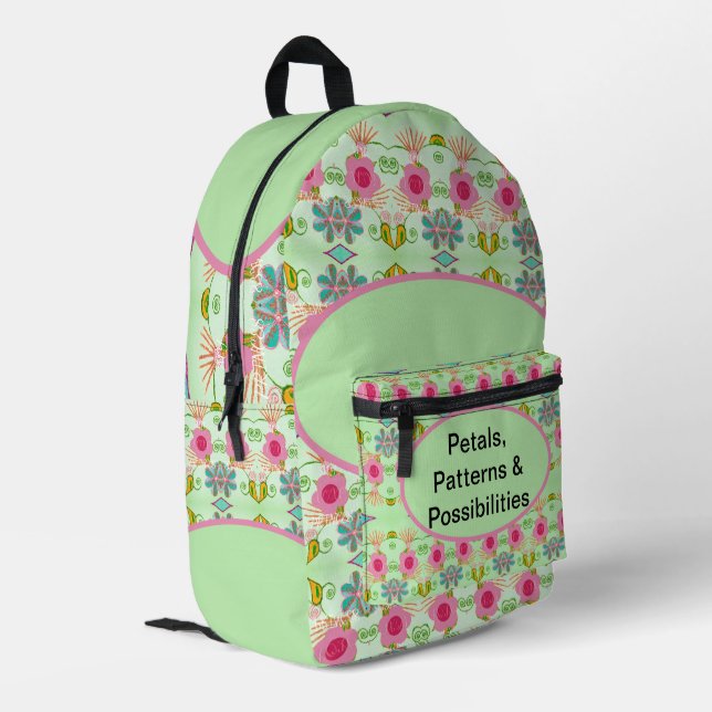 Enchanting Eclectic Garden: Diverse Floral Beauty Printed Backpack (Back Corner Left)