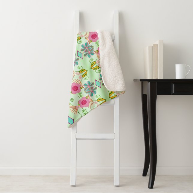Enchanting Eclectic Garden: Diverse Floral Beauty Sherpa Blanket (In Situ)