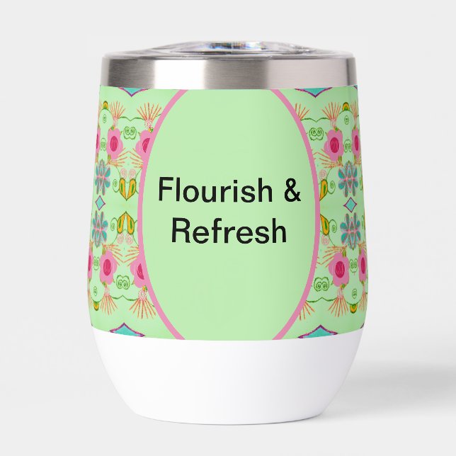 Enchanting Eclectic Garden: Diverse Floral Beauty Thermal Wine Tumbler (Front)