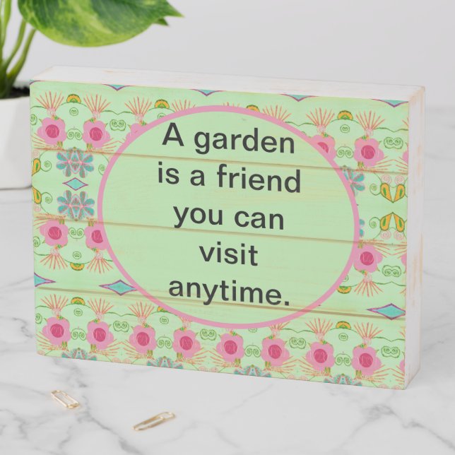 Enchanting Eclectic Garden: Diverse Floral Beauty Wooden Box Sign (In Situ Horizontal)