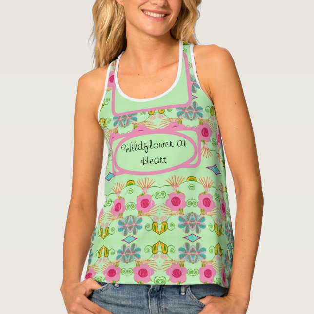 Enchanting Eclectic Garden Wildflower at Heart Tank Top (Front)