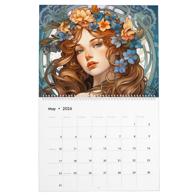 Enchanting Elegance: Art Nouveau Girls Calendar (May 2026)