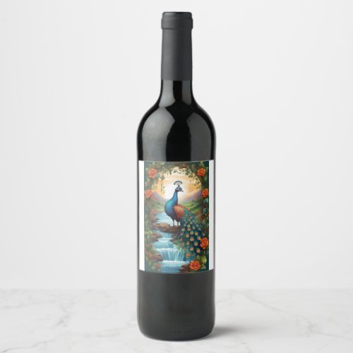 Enchanting Elegance Papaya and Peacock Reserve Wine Label
