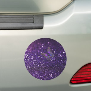 Enchanting Elegance: The Purple Sparkle Butterfly  Car Magnet