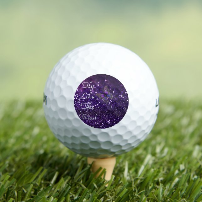 Enchanting Elegance: The Purple Sparkle Butterfly  Golf Balls (Insitu Tee)
