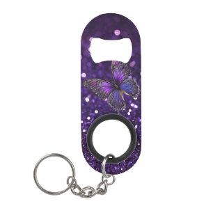 Enchanting Elegance: The Purple Sparkle Butterfly Keychain Bottle Opener