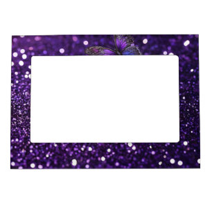 Enchanting Elegance: The Purple Sparkle Butterfly  Magnetic Frame