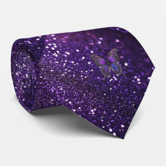 Enchanting Elegance: The Purple Sparkle Butterfly Neck Tie