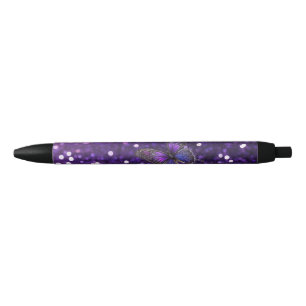 Enchanting Elegance: The Purple Sparkle Butterfly  Pen